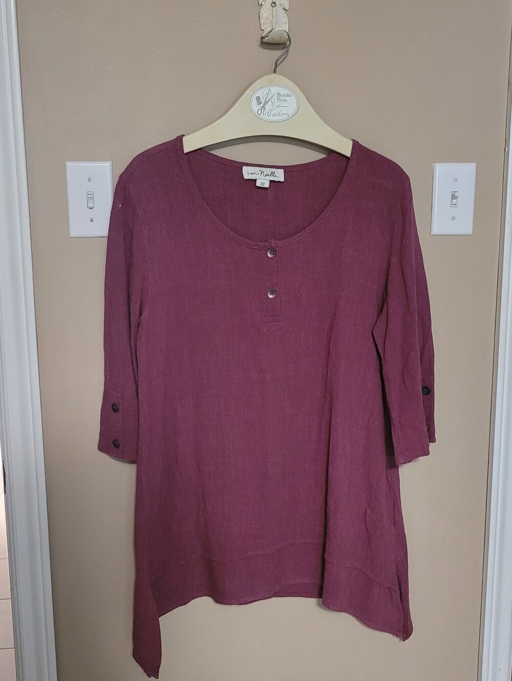 Simply Noelle Plum Scoop Neck Tunic with Button Detail